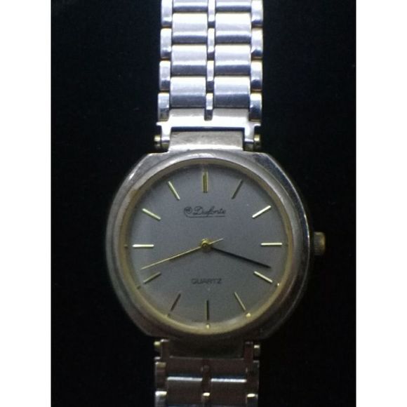 Vintage Dufonte Mens Wrist Watch Silver with a gold ring around the face - Picture 7 of 7